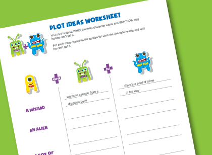 Language arts worksheet for kids on creating a story plot