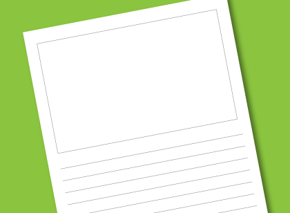 Printable writing paper with a box to draw a picture.