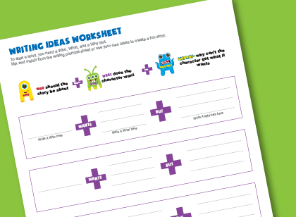 Creative writing idease worksheet for kids
