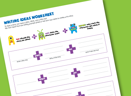 Language arts worksheet for kids helps kids brainstorm writing topics 