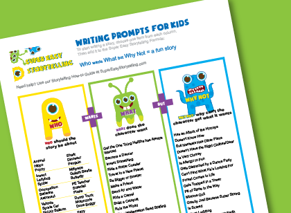 Creative writing prompts language arts worksheet for kids